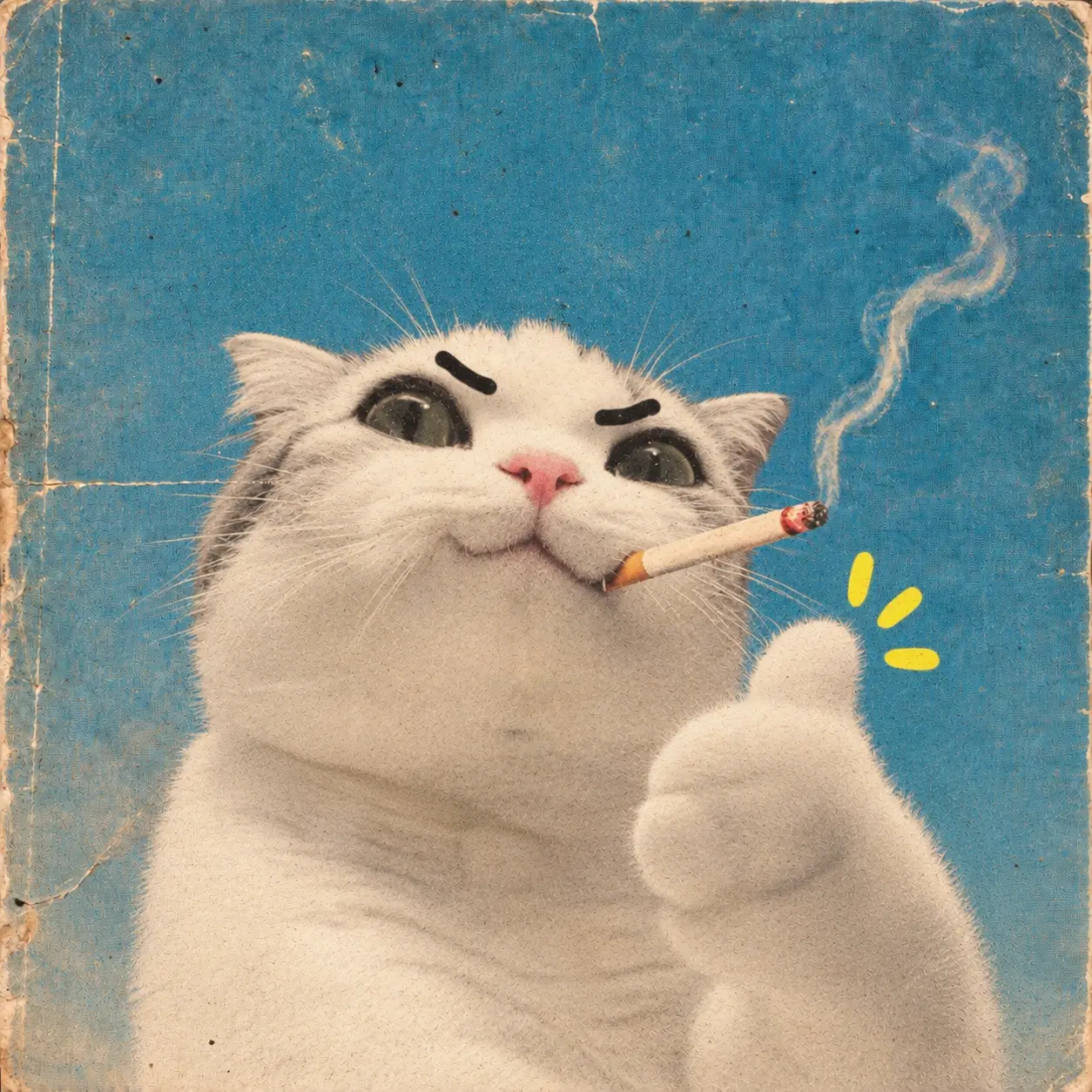 TITAN smoking a cigarette with a thumbs up