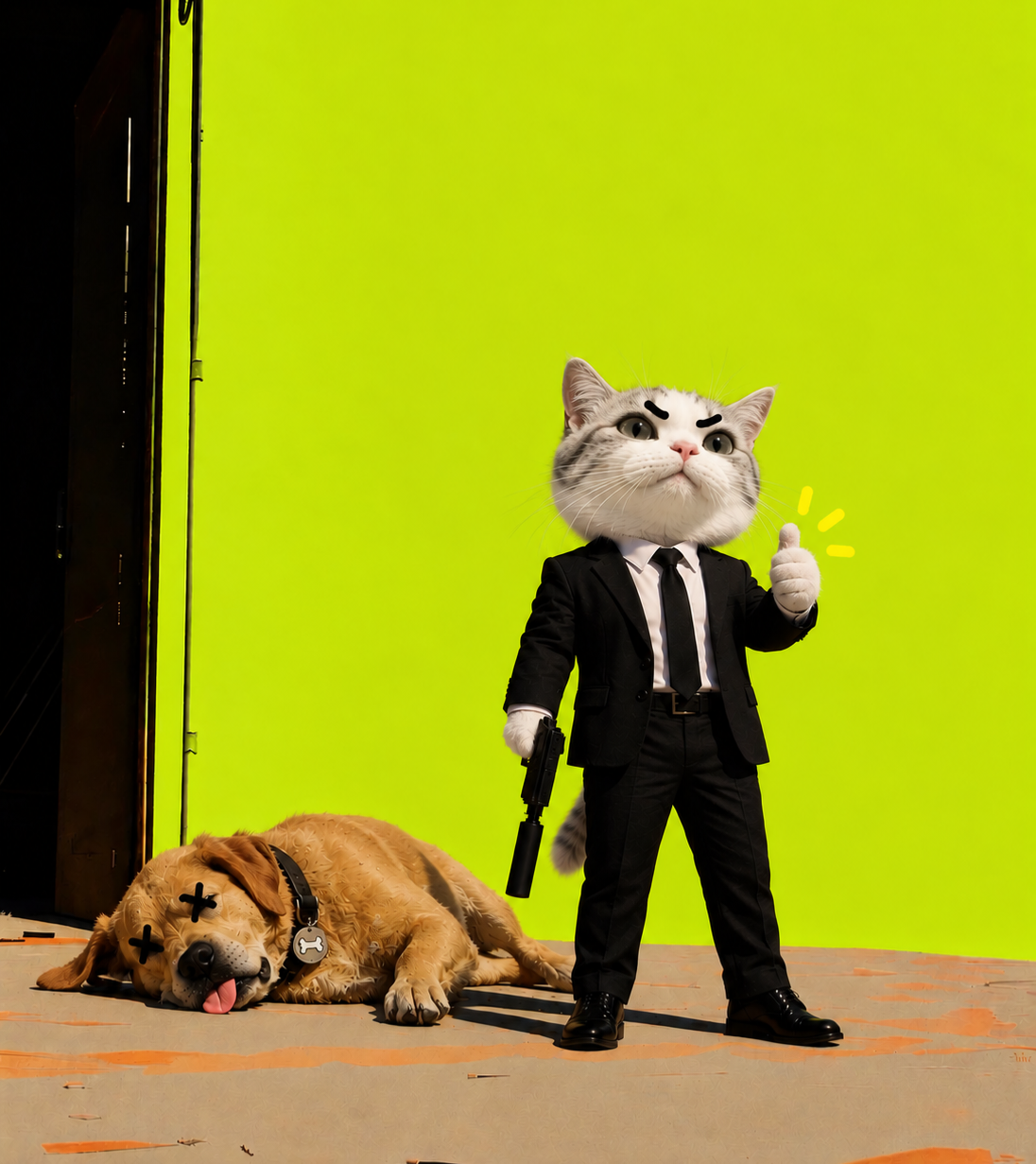 TITAN in a suit on a green background