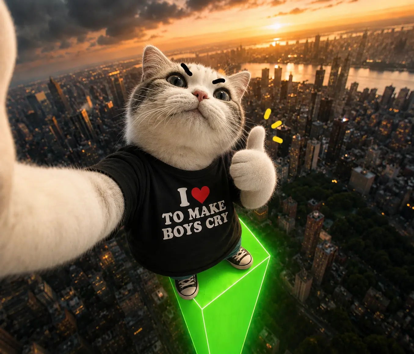 TITAN taking a selfie above a skyline