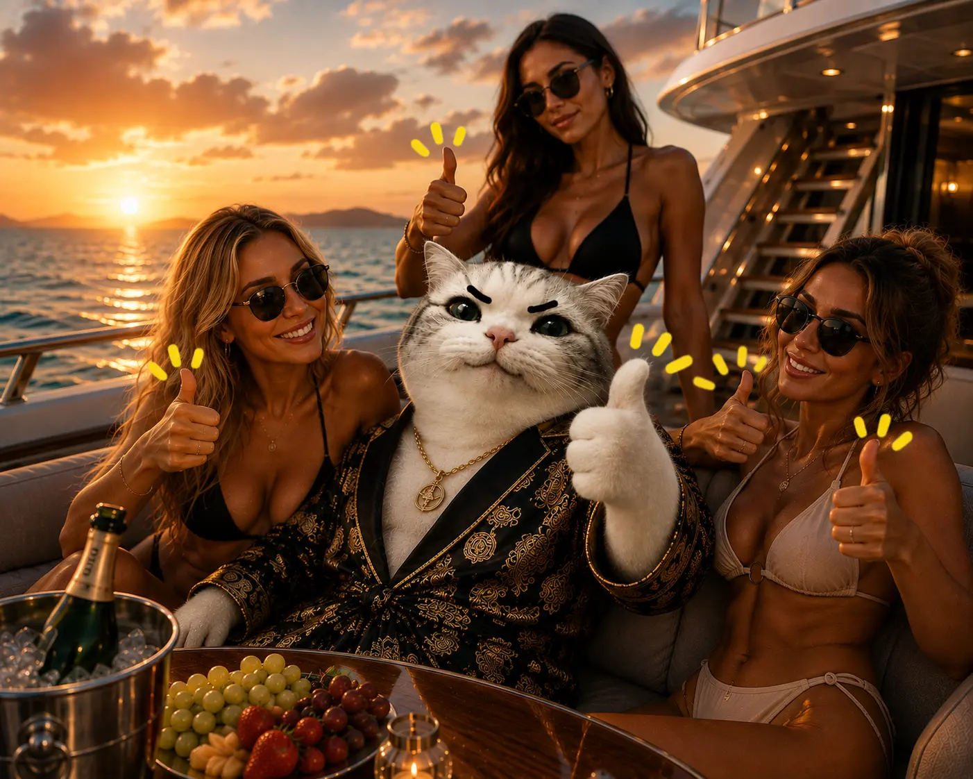 TITAN on a yacht at sunset