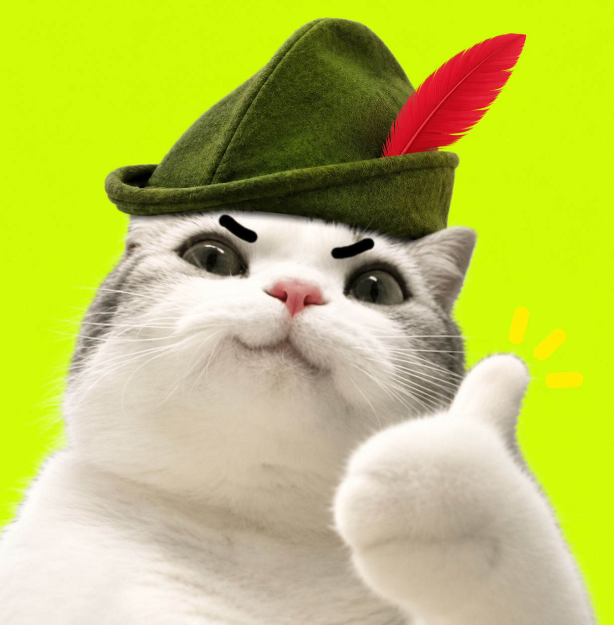 TITAN in a Robin Hood hat on green