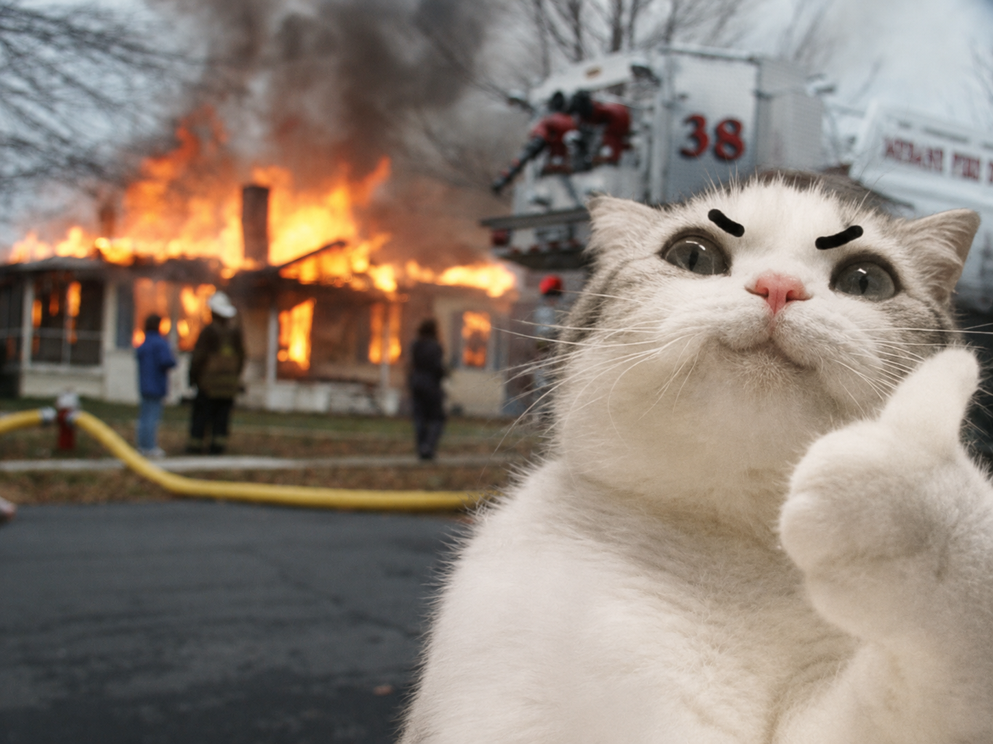 TITAN in front of a burning house