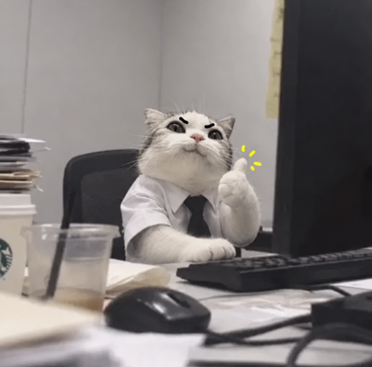 TITAN working at an office desk