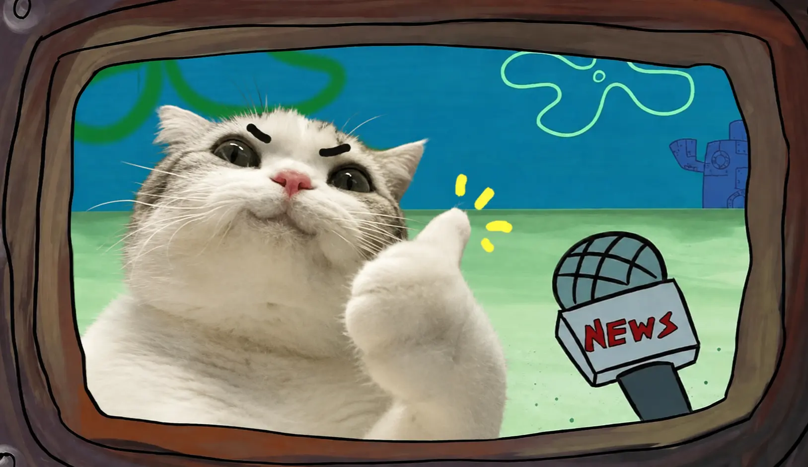 TITAN on a Bikini Bottom news broadcast