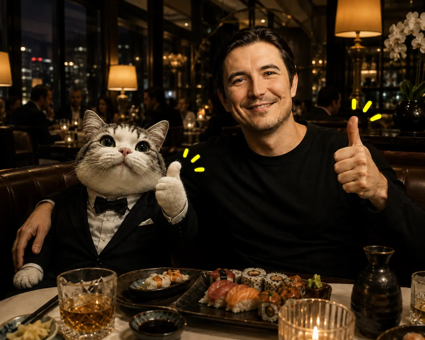 TITAN at a sushi dinner