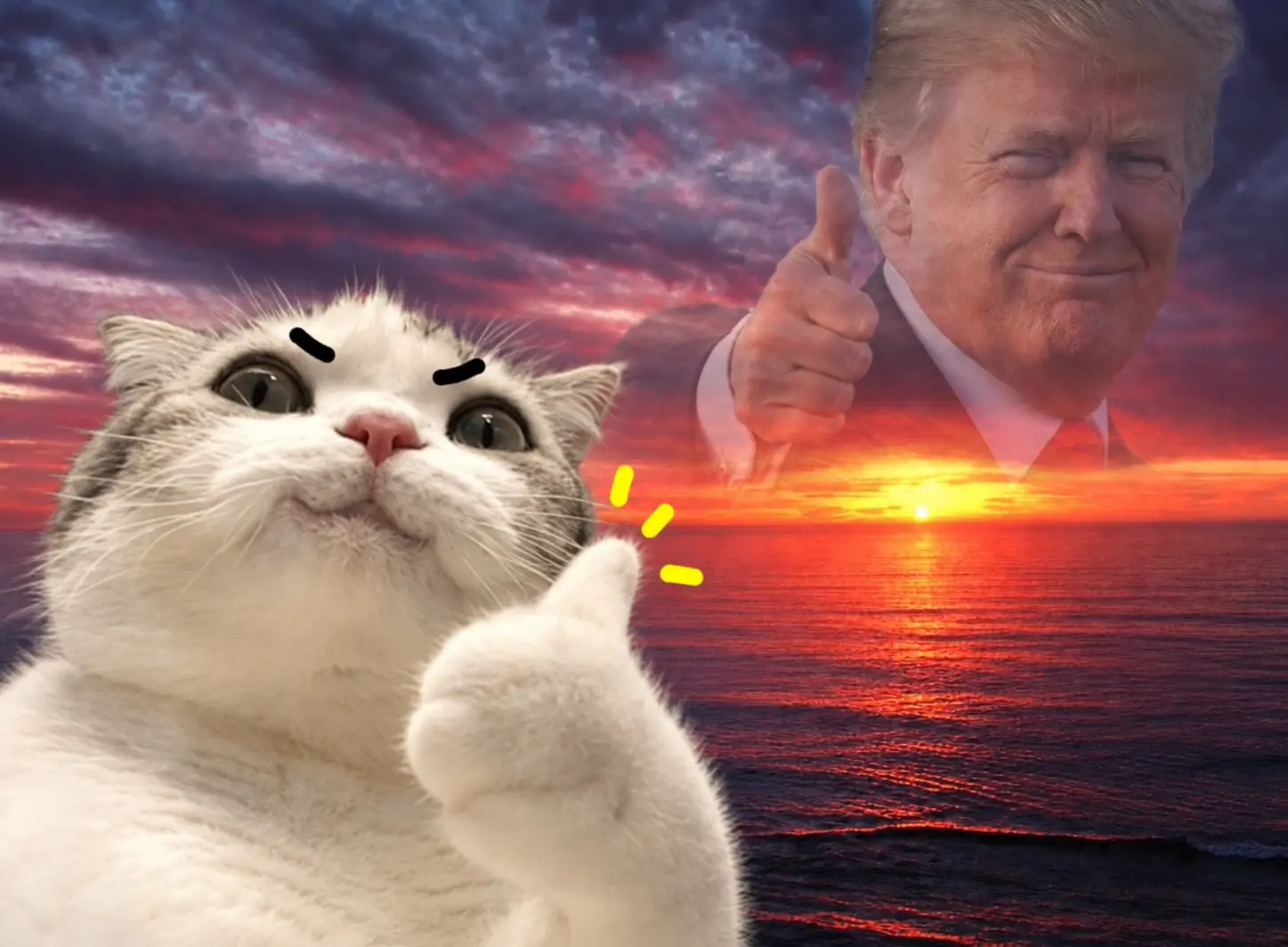 TITAN with a thumbs up at sunset