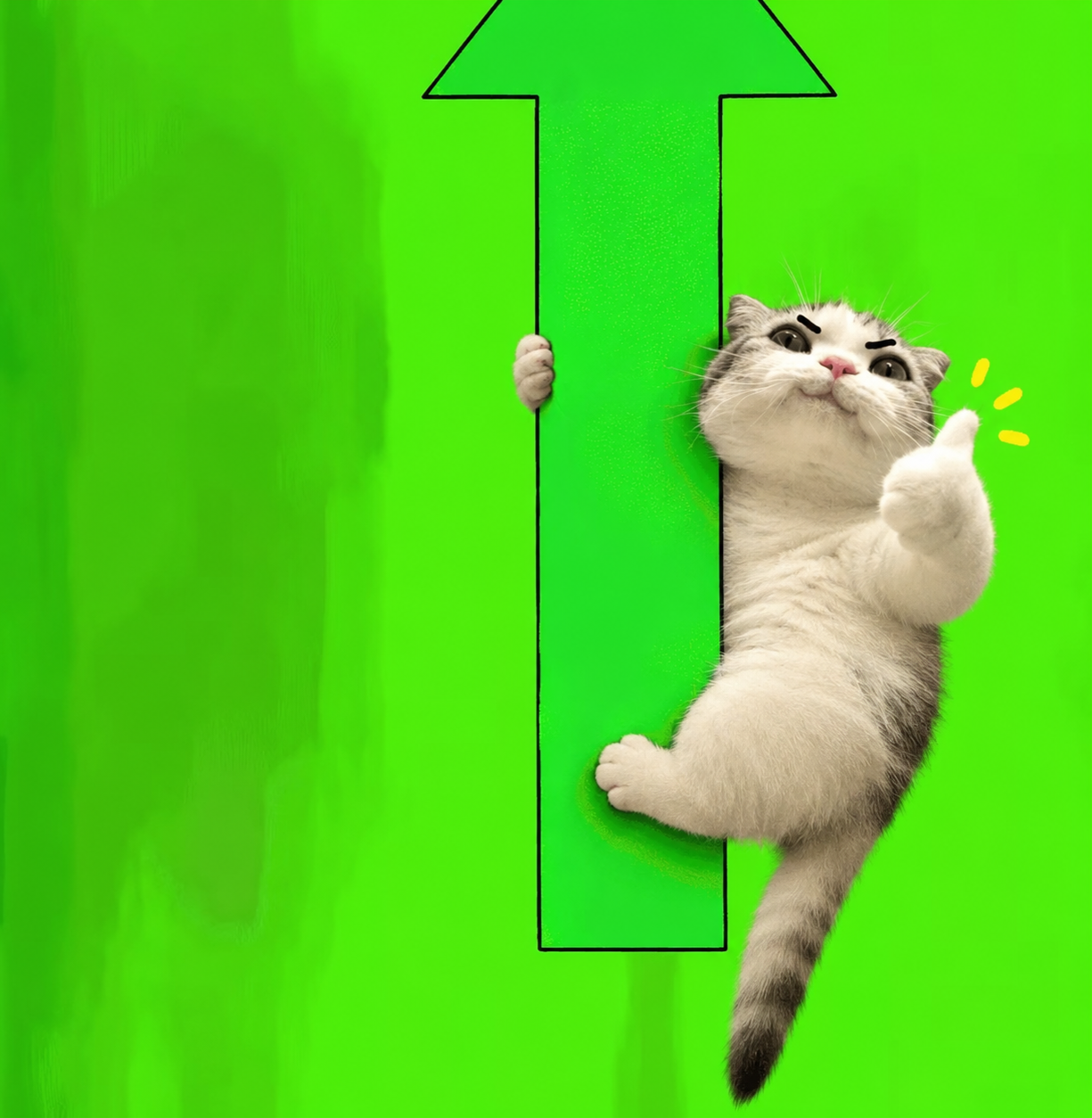 TITAN climbing a giant green arrow