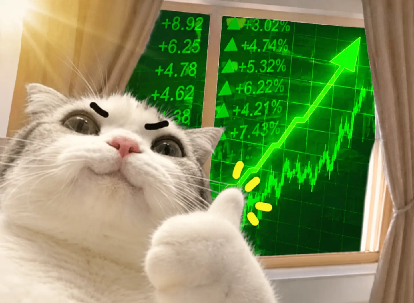 TITAN watching a green chart through a window