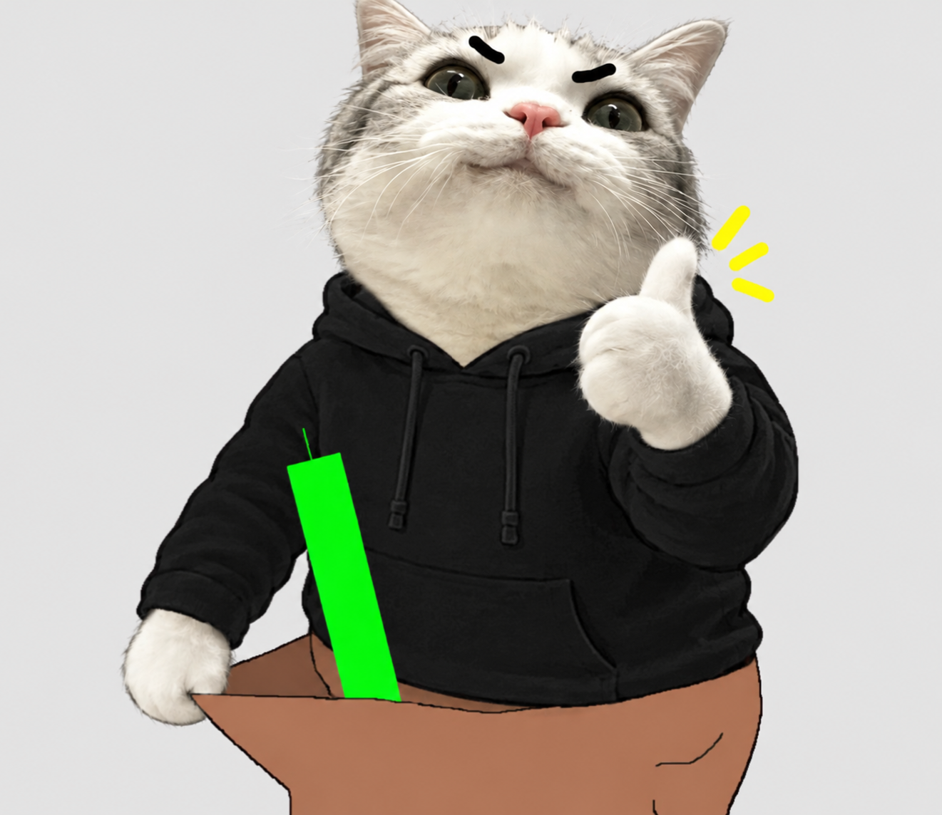 TITAN in a black hoodie holding a green candle